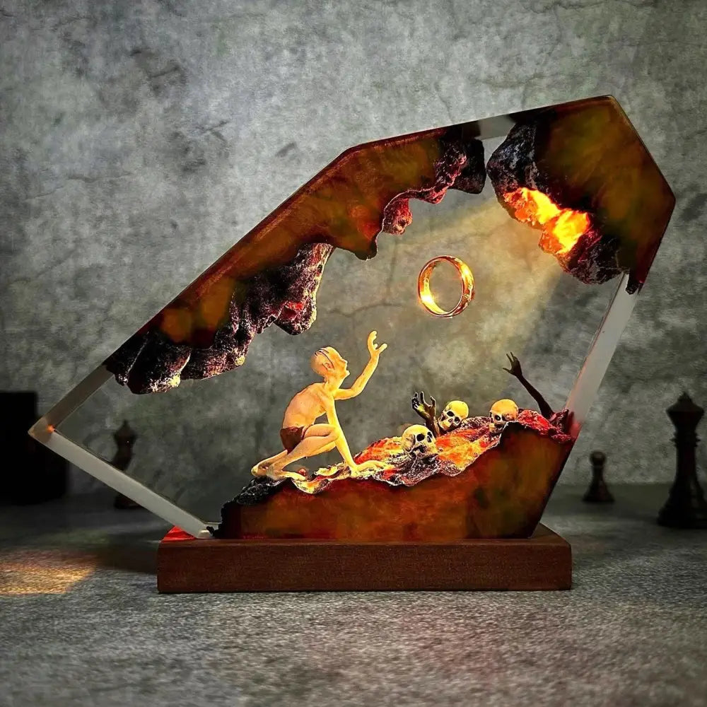 Gollum Power Ring Epoxy Resin Lamp Dark Lord’s Ring Fantasy World Night Light Halloween Gift