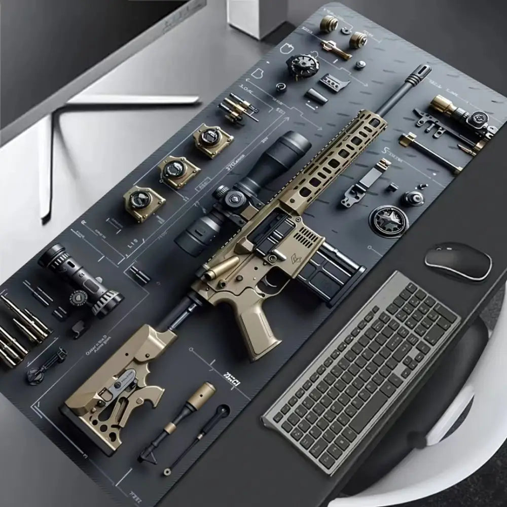 Gun Mouse Pad Black E-sports Game Integrated Ip Computer Anti-Slip Desk Pad