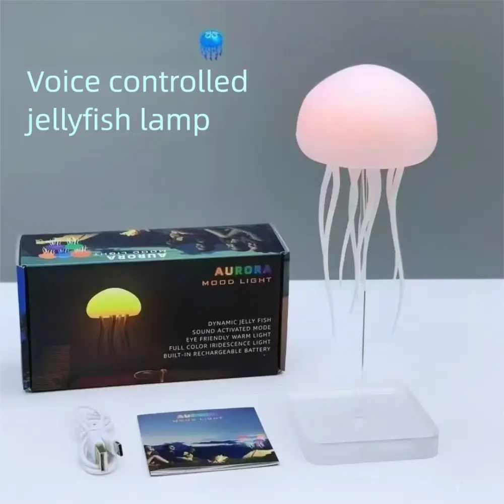 Intelligent Voice-Controlled Jellyfish Lamp Floating Atmosphere Light Creative Night Light Smart Touch Feet Colorful