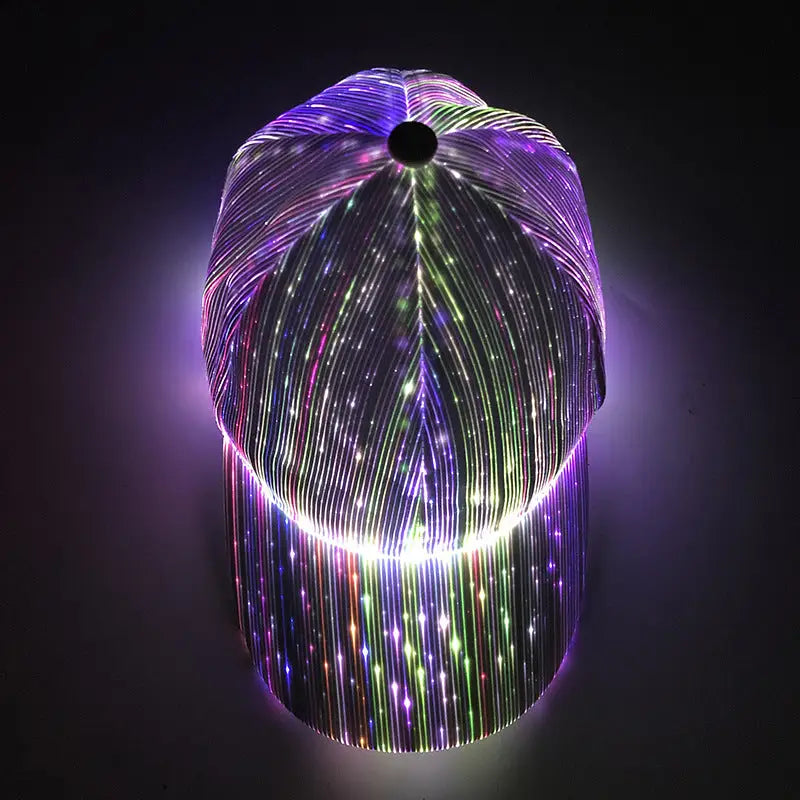 LED Fiber Optic Light-Up Cap | Flashing Disco Baseball Hat for Parties & Dance - 圣诞用品