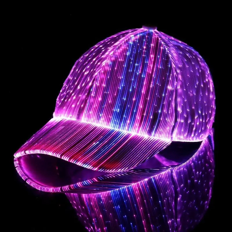 LED Fiber Optic Light-Up Cap | Flashing Disco Baseball Hat for Parties & Dance - 圣诞用品