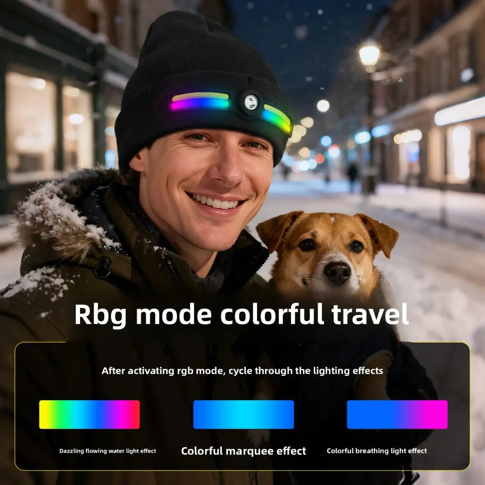 LED Lighting Glowing Knitted Hat Rechargeable Washable Colorful White Light Christmas Holiday Glowing Hat New Model