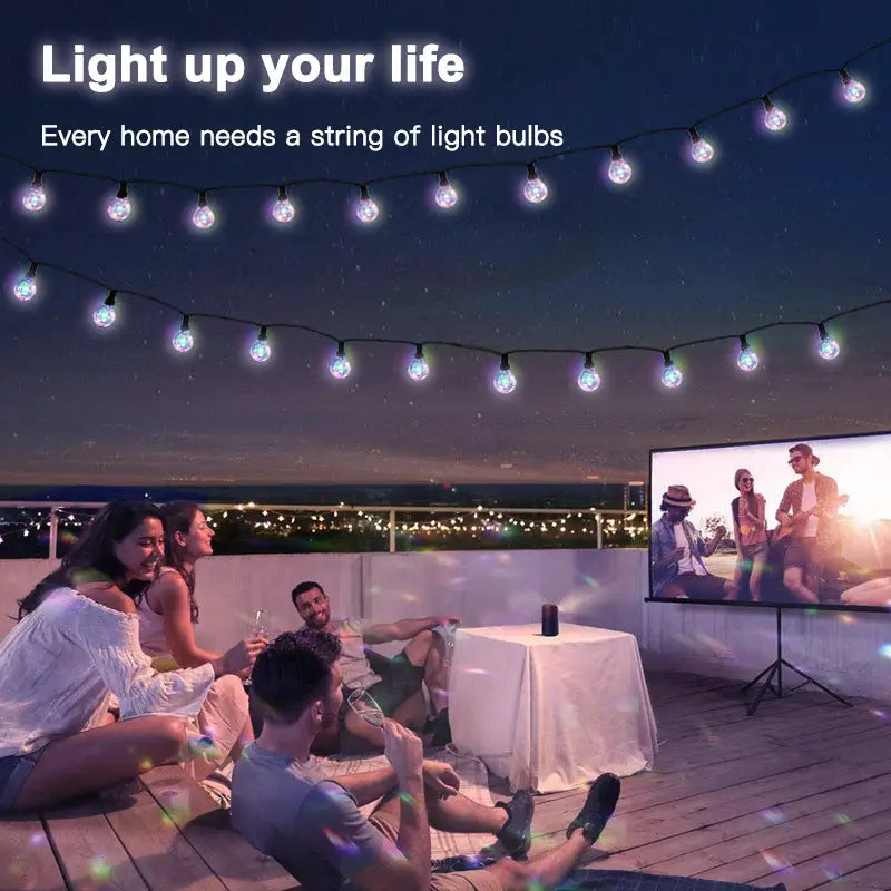 LED Solar G40 Copper Wire Atmosphere Light String Outdoor Courtyard Waterproof Light Tent Camping Canopy Decorative