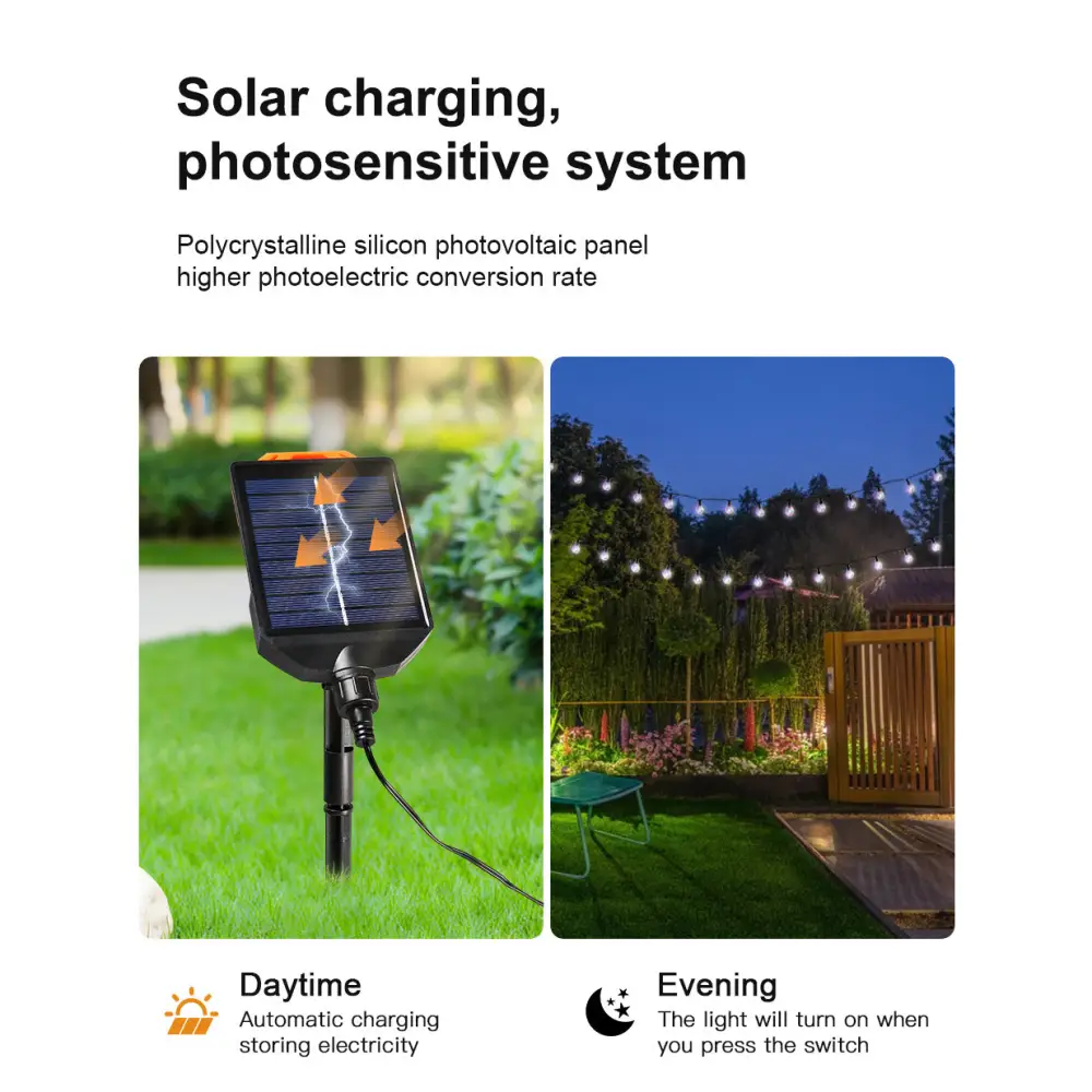 LED Solar G40 Copper Wire Atmosphere Light String Outdoor Courtyard Waterproof Light Tent Camping Canopy Decorative