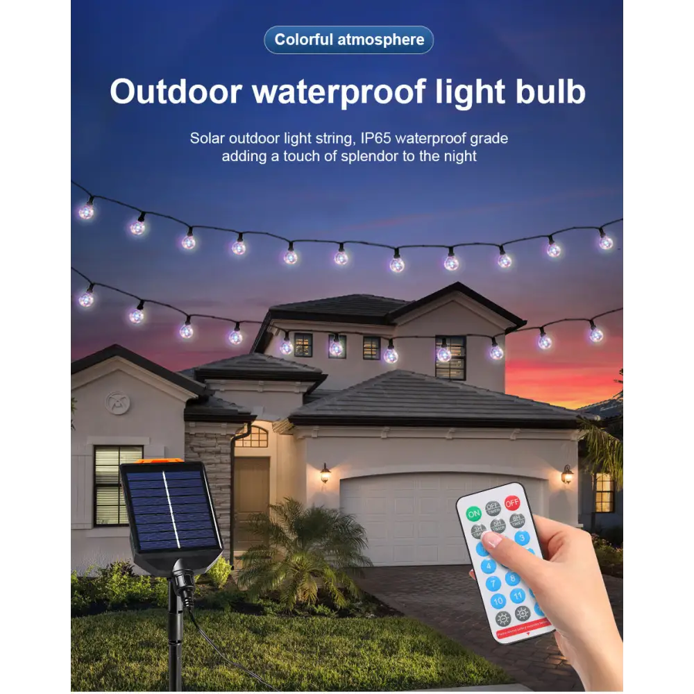 LED Solar G40 Copper Wire Atmosphere Light String Outdoor Courtyard Waterproof Light Tent Camping Canopy Decorative