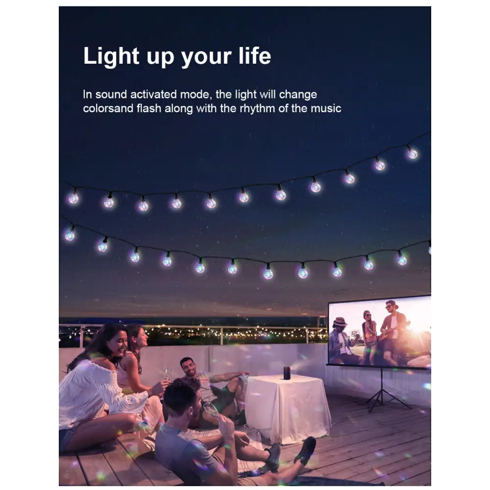 LED Solar G40 Copper Wire Atmosphere Light String Outdoor Courtyard Waterproof Light Tent Camping Canopy Decorative