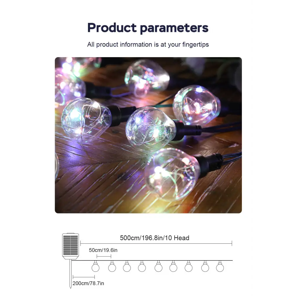 LED Solar G40 Copper Wire Atmosphere Light String Outdoor Courtyard Waterproof Light Tent Camping Canopy Decorative