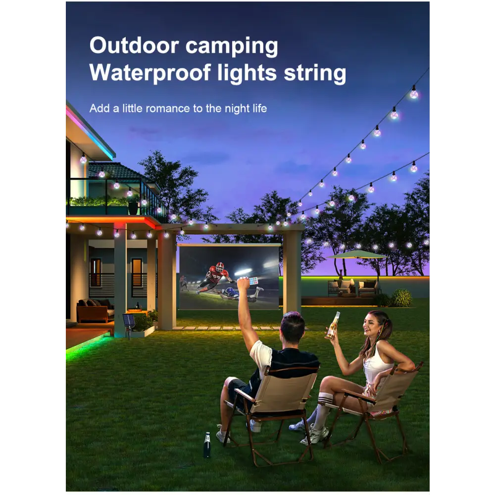 LED Solar G40 Copper Wire Atmosphere Light String Outdoor Courtyard Waterproof Light Tent Camping Canopy Decorative