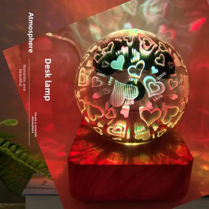 LED3D Fireworks Night Light Christmas Romantic Atmosphere Small Table Lamp USB Dream Cube Atmosphere Light Bedside Lamp