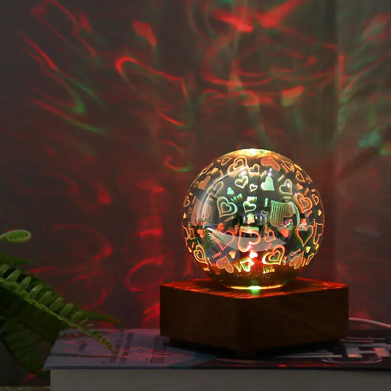 LED3D Fireworks Night Light Christmas Romantic Atmosphere Small Table Lamp USB Dream Cube Atmosphere Light Bedside Lamp