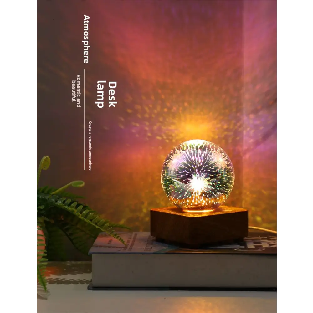 LED3D Fireworks Night Light Christmas Romantic Atmosphere Small Table Lamp USB Dream Cube Atmosphere Light Bedside Lamp