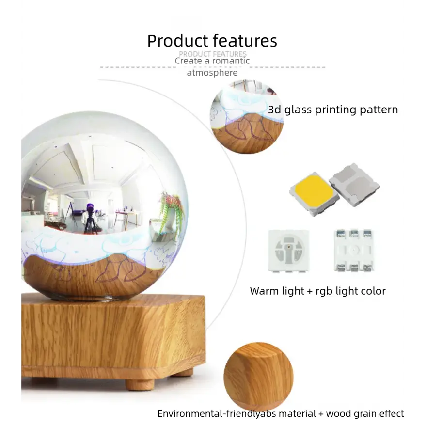 LED3D Fireworks Night Light Christmas Romantic Atmosphere Small Table Lamp USB Dream Cube Atmosphere Light Bedside Lamp