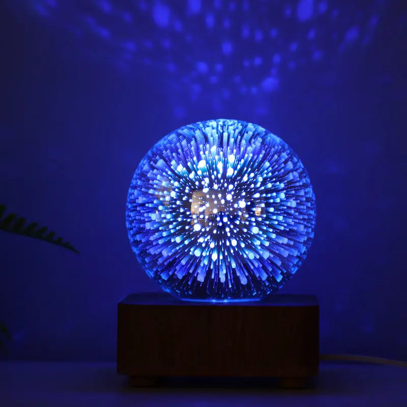 LED3D Fireworks Night Light Christmas Romantic Atmosphere Small Table Lamp USB Dream Cube Atmosphere Light Bedside Lamp