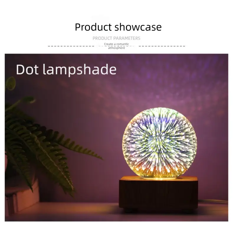 LED3D Fireworks Night Light Christmas Romantic Atmosphere Small Table Lamp USB Dream Cube Atmosphere Light Bedside Lamp