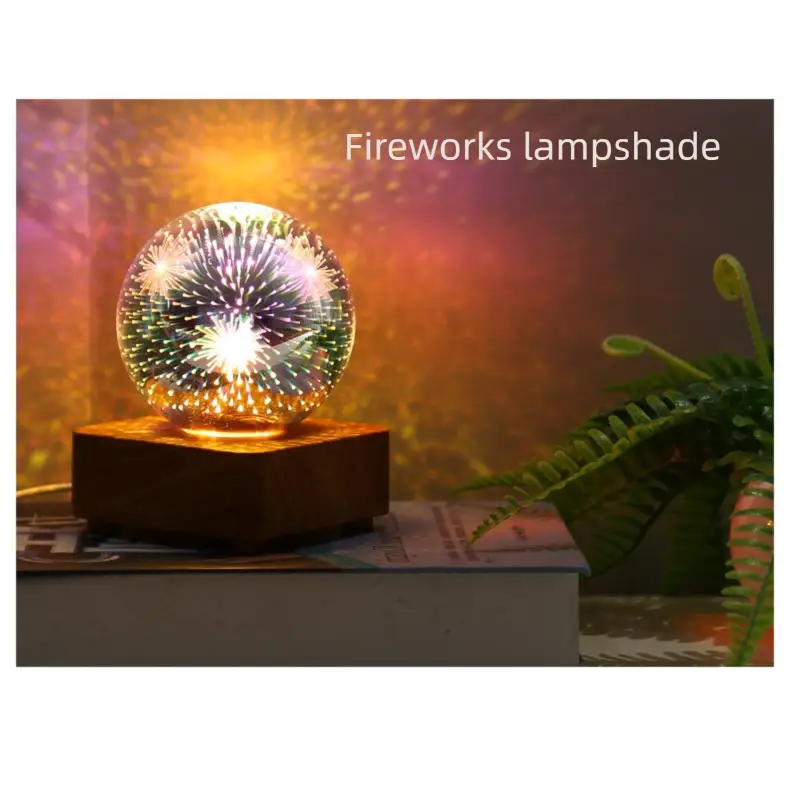 LED3D Fireworks Night Light Christmas Romantic Atmosphere Small Table Lamp USB Dream Cube Atmosphere Light Bedside Lamp