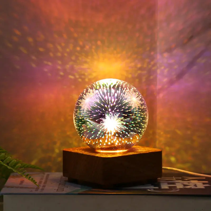 LED3D Fireworks Night Light Christmas Romantic Atmosphere Small Table Lamp USB Dream Cube Atmosphere Light Bedside Lamp