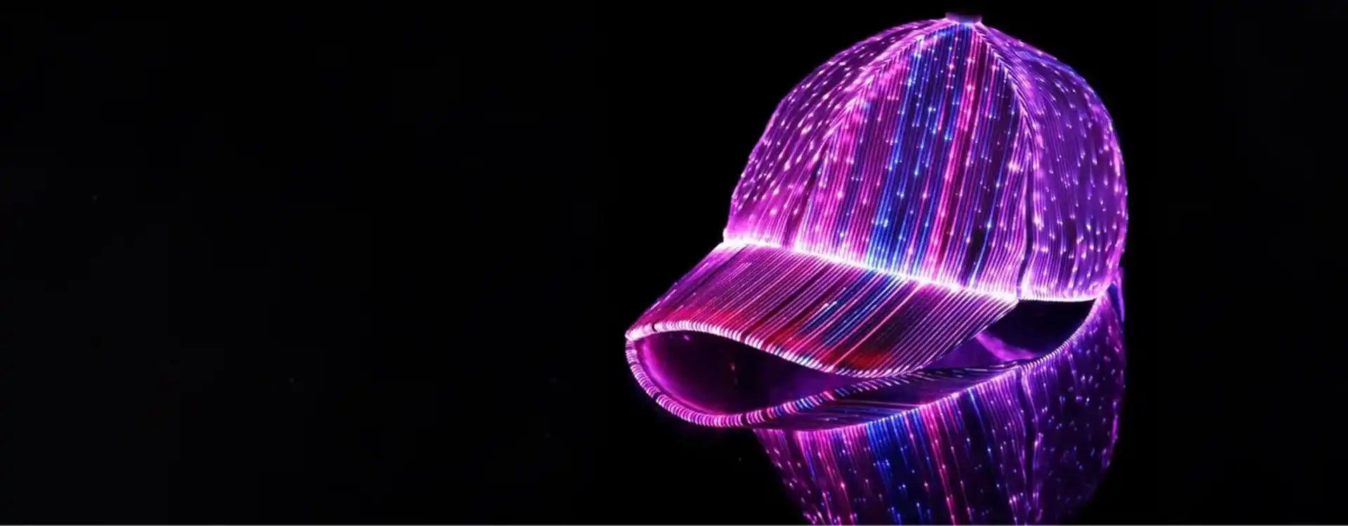 Neon baseball cap with fiber optic lights