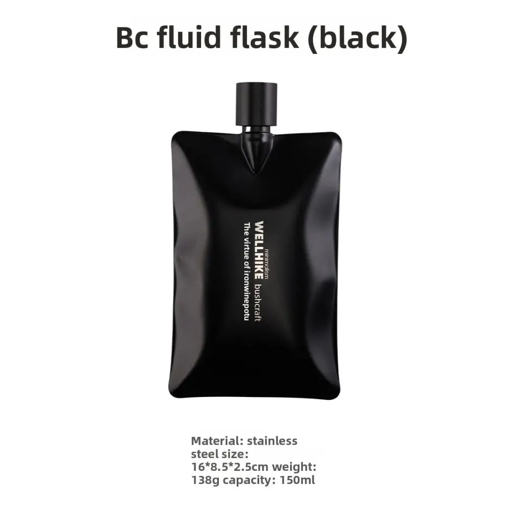 Outdoor 304 Stainless Steel 6oz Portable Hip Flask | Camping Cycling & Travel Drinkware - BC Fluid Wine Bottle Black