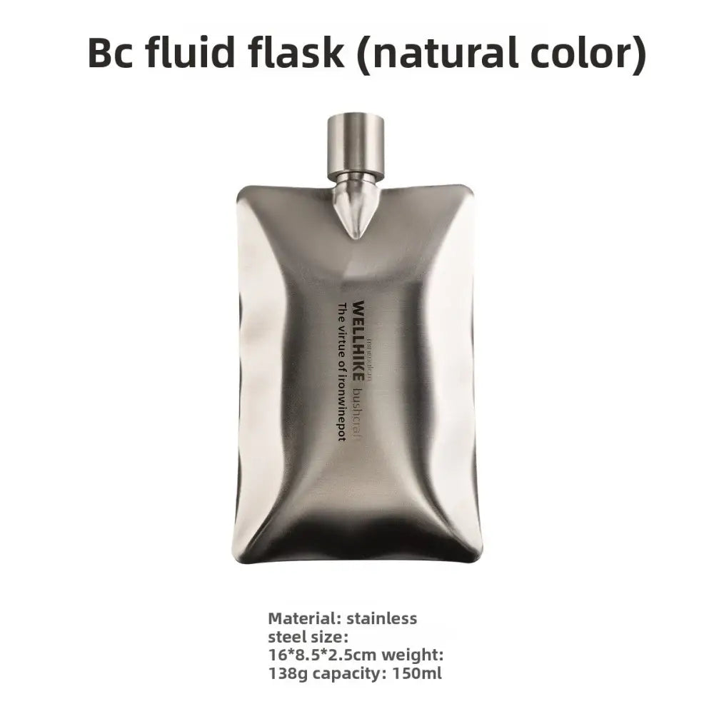 Outdoor 304 Stainless Steel 6oz Portable Hip Flask | Camping Cycling & Travel Drinkware - BC Fluid Wine Bottle Silver