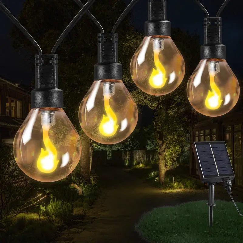 Outdoor Solar G40 Flame Bubble Light String Waterproof Courtyard Camping Energy-Saving Light String Wedding Party