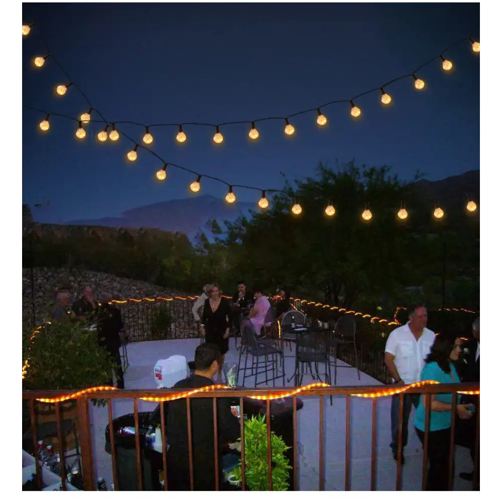 Outdoor Solar G40 Flame Bubble Light String Waterproof Courtyard Camping Energy-Saving Light String Wedding Party