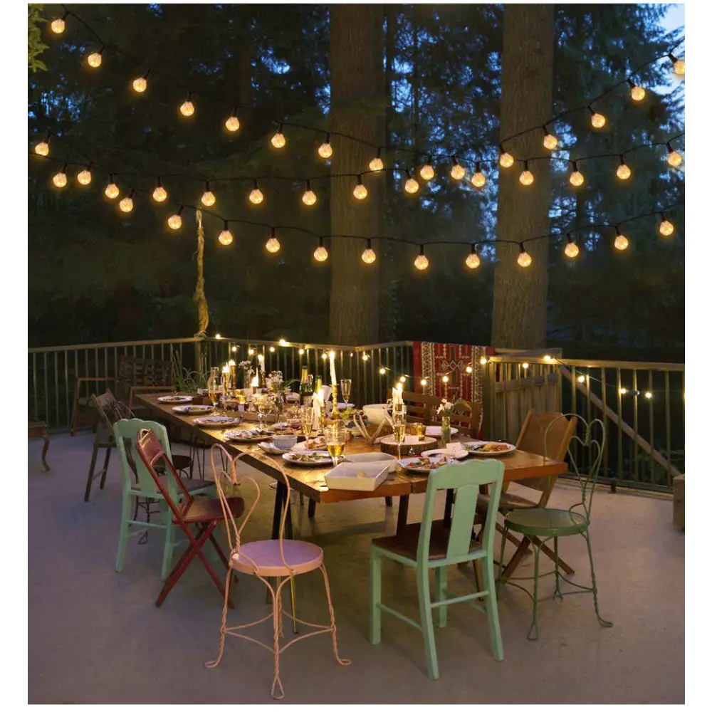 Outdoor Solar G40 Flame Bubble Light String Waterproof Courtyard Camping Energy-Saving Light String Wedding Party