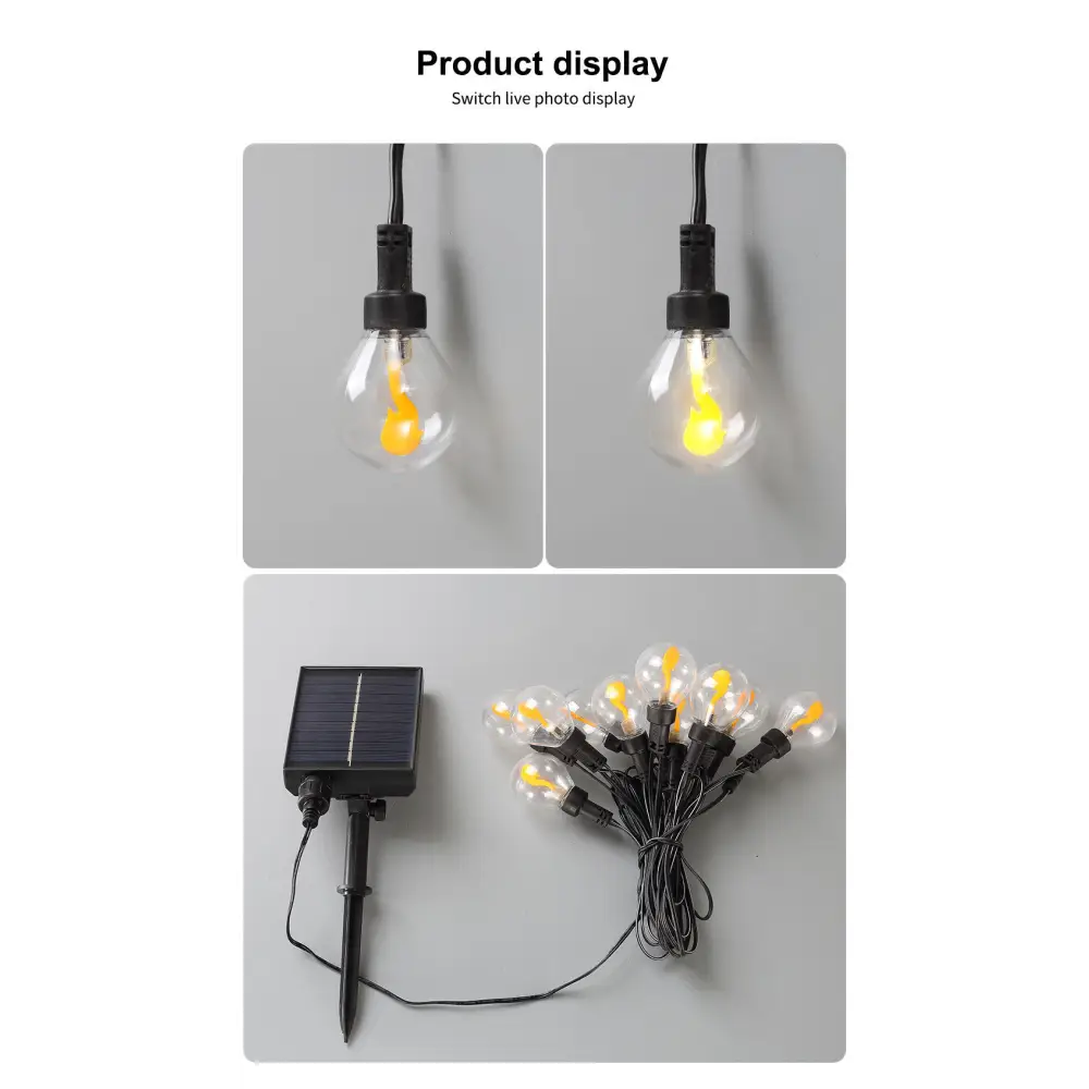 Outdoor Solar G40 Flame Bubble Light String Waterproof Courtyard Camping Energy-Saving Light String Wedding Party