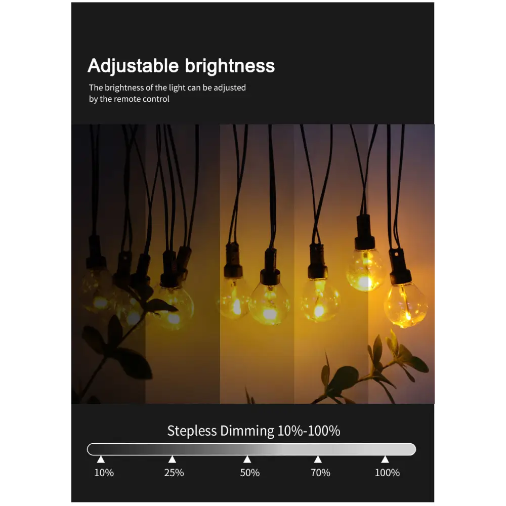 Outdoor Solar G40 Flame Bubble Light String Waterproof Courtyard Camping Energy-Saving Light String Wedding Party