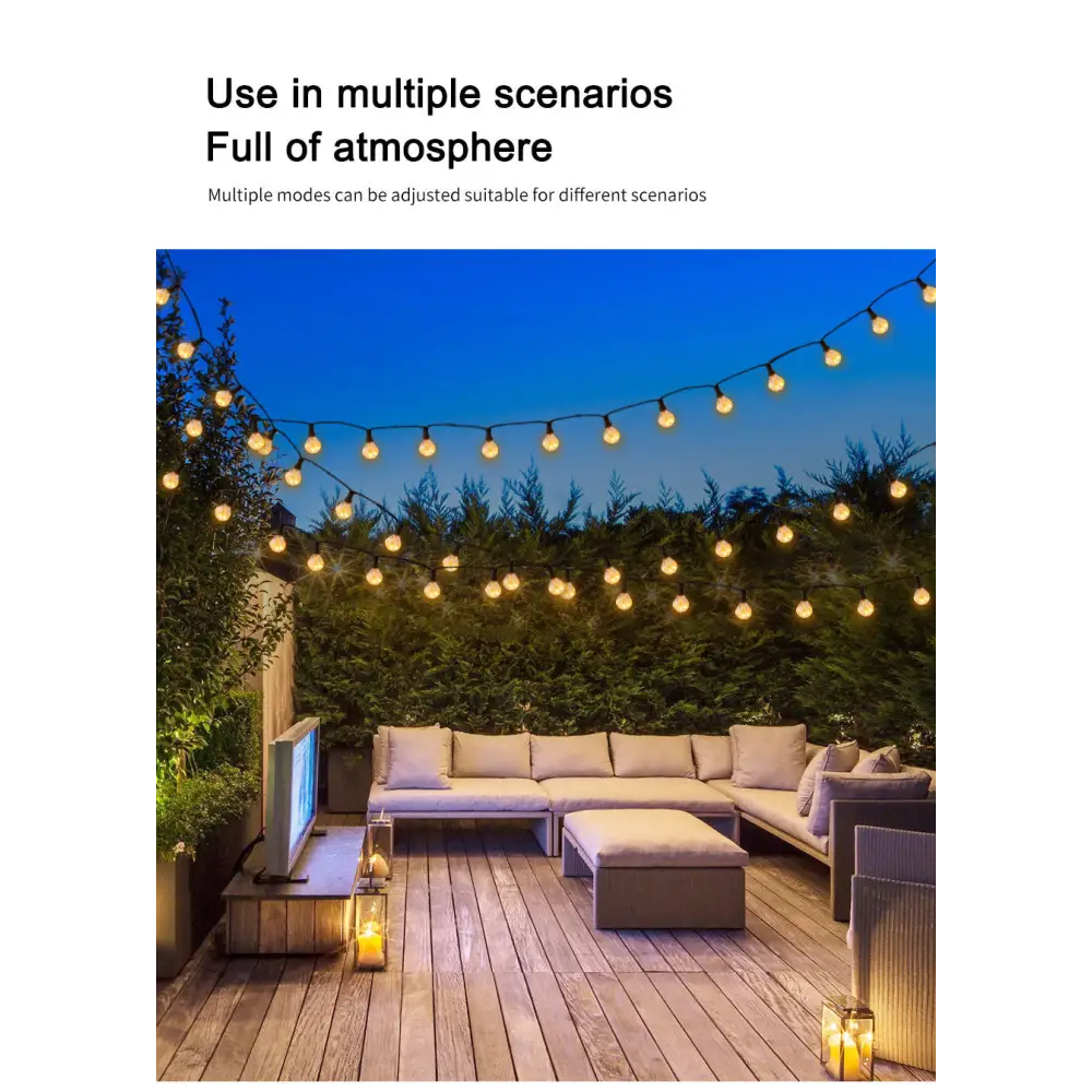 Outdoor Solar G40 Flame Bubble Light String Waterproof Courtyard Camping Energy-Saving Light String Wedding Party