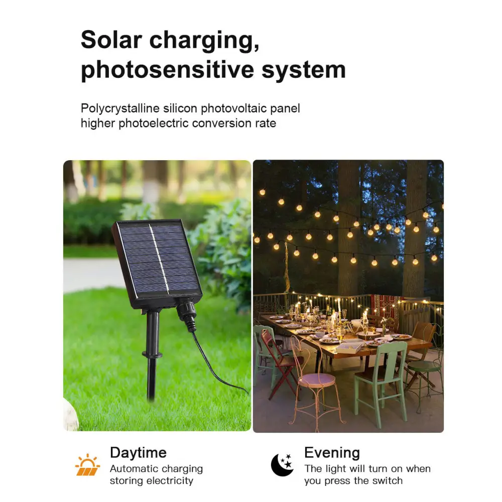 Outdoor Solar G40 Flame Bubble Light String Waterproof Courtyard Camping Energy-Saving Light String Wedding Party