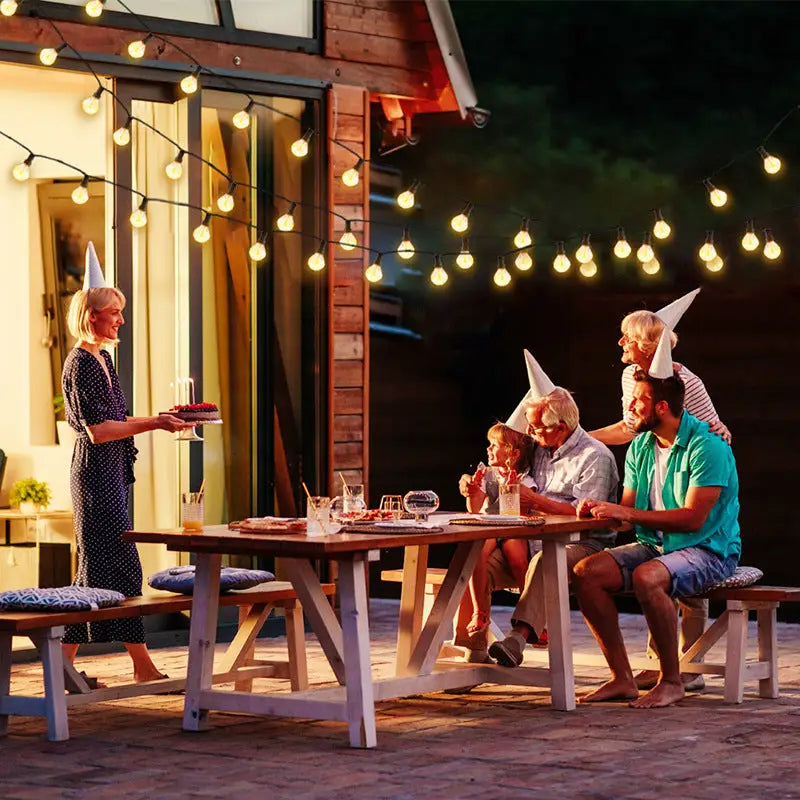 Outdoor Solar G40 Flame Bubble Light String Waterproof Courtyard Camping Energy-Saving Light String Wedding Party