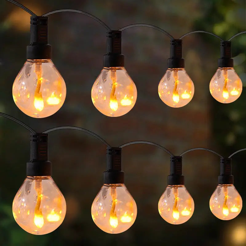 Outdoor Solar G40 Flame Bubble Light String Waterproof Courtyard Camping Energy-Saving Light String Wedding Party