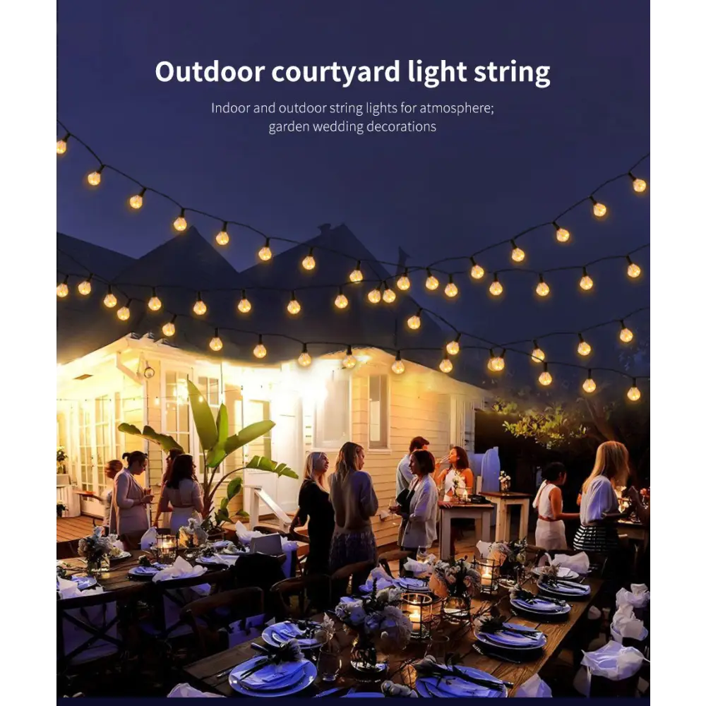 Outdoor Solar G40 Flame Bubble Light String Waterproof Courtyard Camping Energy-Saving Light String Wedding Party
