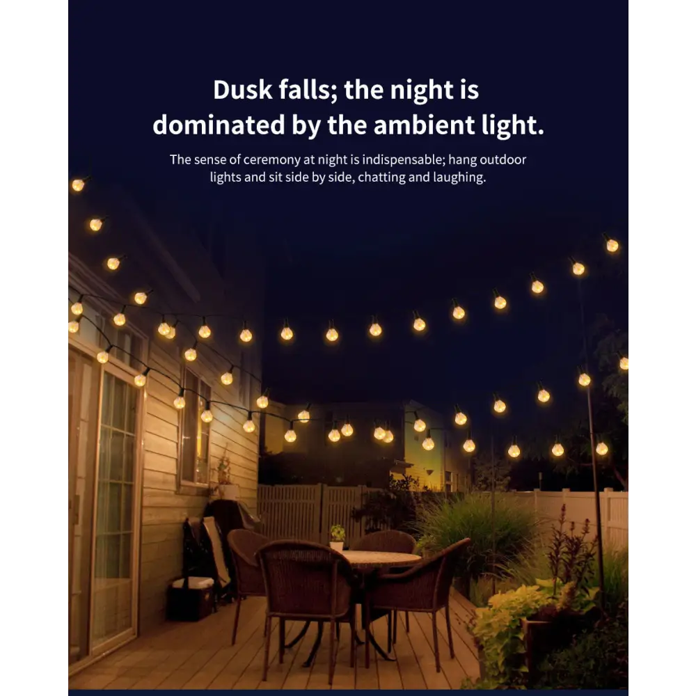 Outdoor Solar G40 Flame Bubble Light String Waterproof Courtyard Camping Energy-Saving Light String Wedding Party