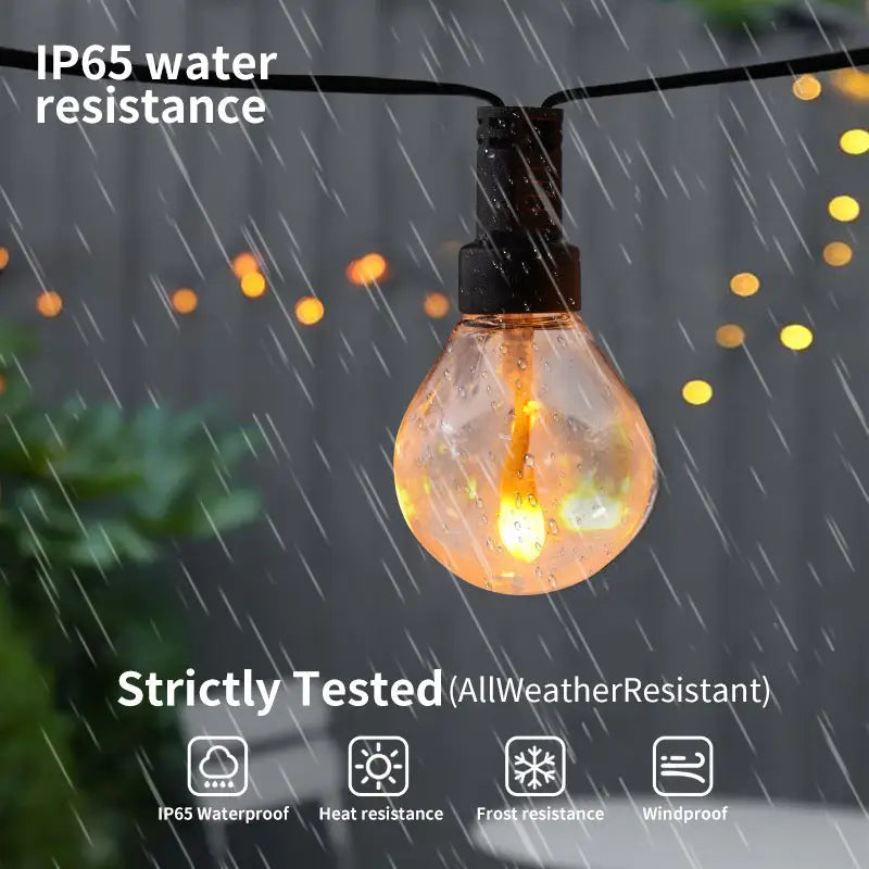 Outdoor Solar G40 Flame Bubble Light String Waterproof Courtyard Camping Energy-Saving Light String Wedding Party