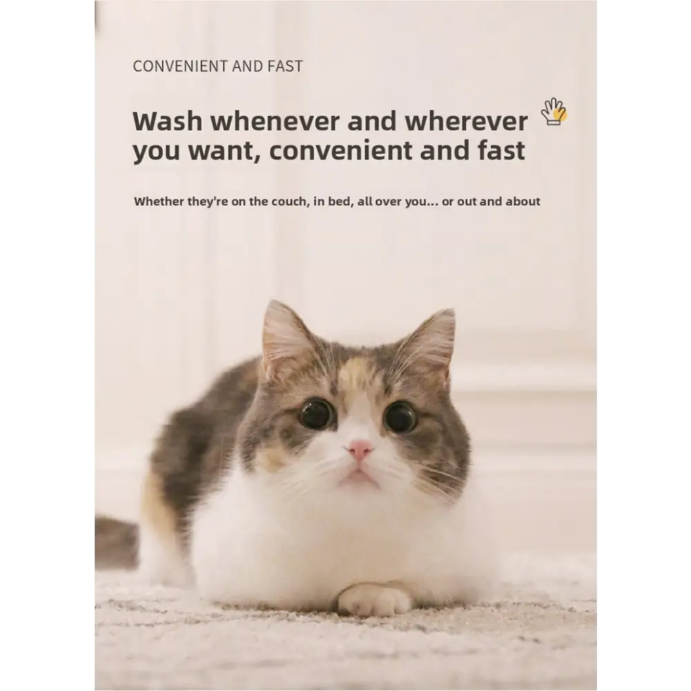 Pet Disposable Wet Wipes Gloves for Dogs & Cats | Bath-Free Cleaning & Deodorizing 6-Pack with Plant Extracts - 宠物用品