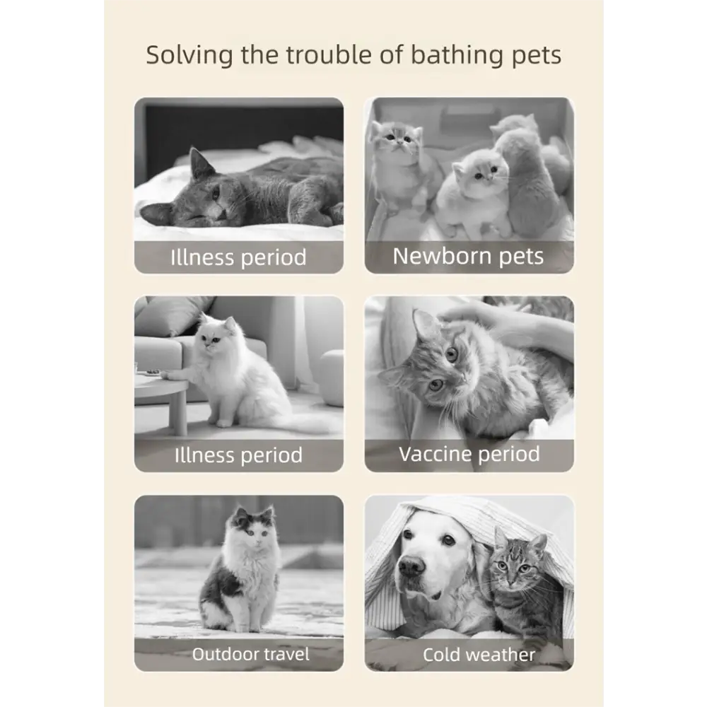Pet Disposable Wet Wipes Gloves for Dogs & Cats | Bath-Free Cleaning & Deodorizing 6-Pack with Plant Extracts - 宠物用品