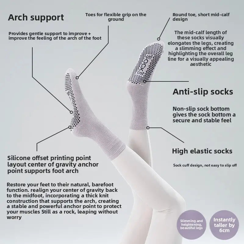 Pilates Non-Slip Socks Professional Yoga Socks Mid-Calf Socks Indoor Fitness Running Sports Fashion - Fashion / Women’s