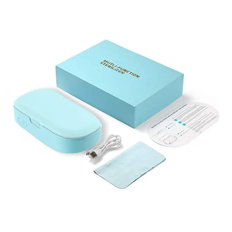 Portable UV Sterilizer Box | Multi-Function Disinfection Case for Phone Masks & Nail Tools - Blue S15 Wireless Charger