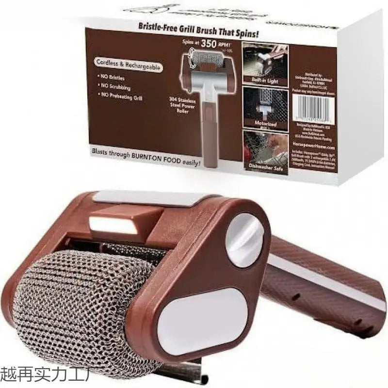 Rechargeable BBQ Grill Brush | Stainless Steel Roller with Light & Bristle-Free Design - Outdoor & Survival Gear / Tool