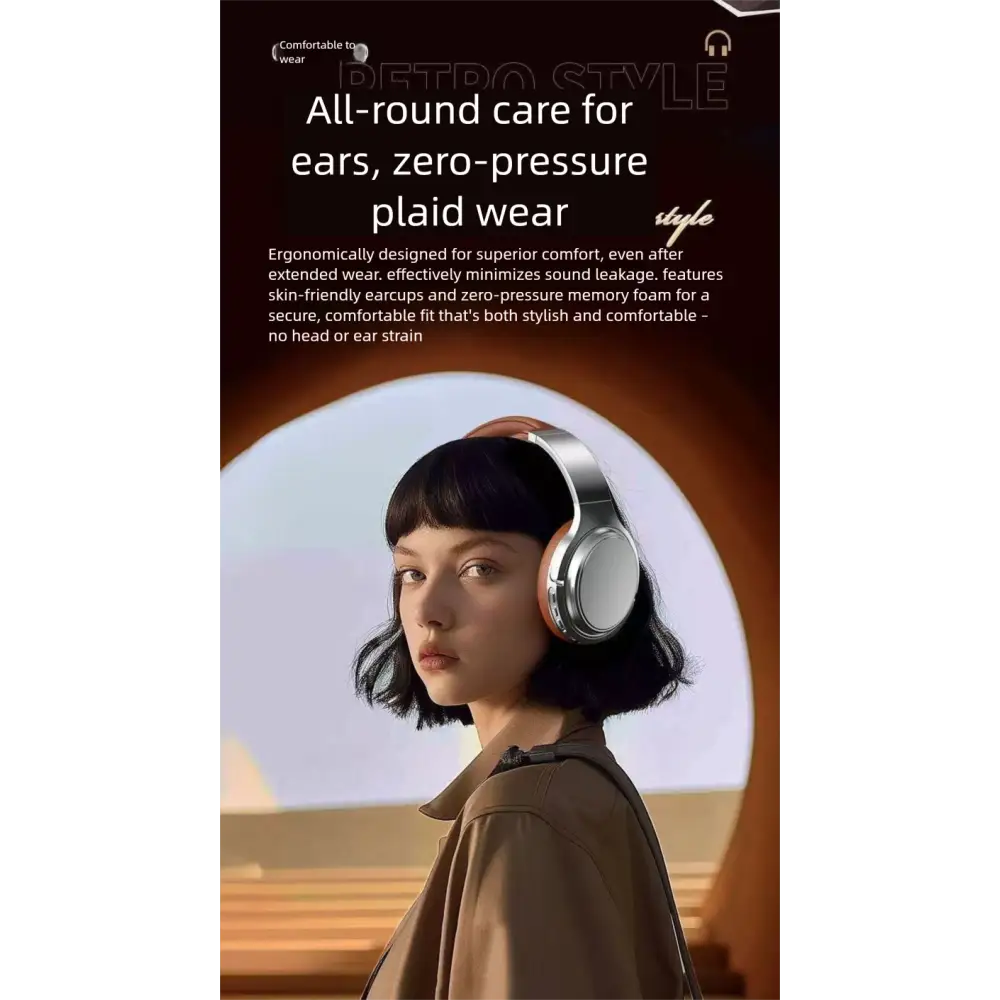 Retro Bluetooth Over-Ear Headphones | Wireless Metal Design Long Battery Life for Sports & Travel - Electronics