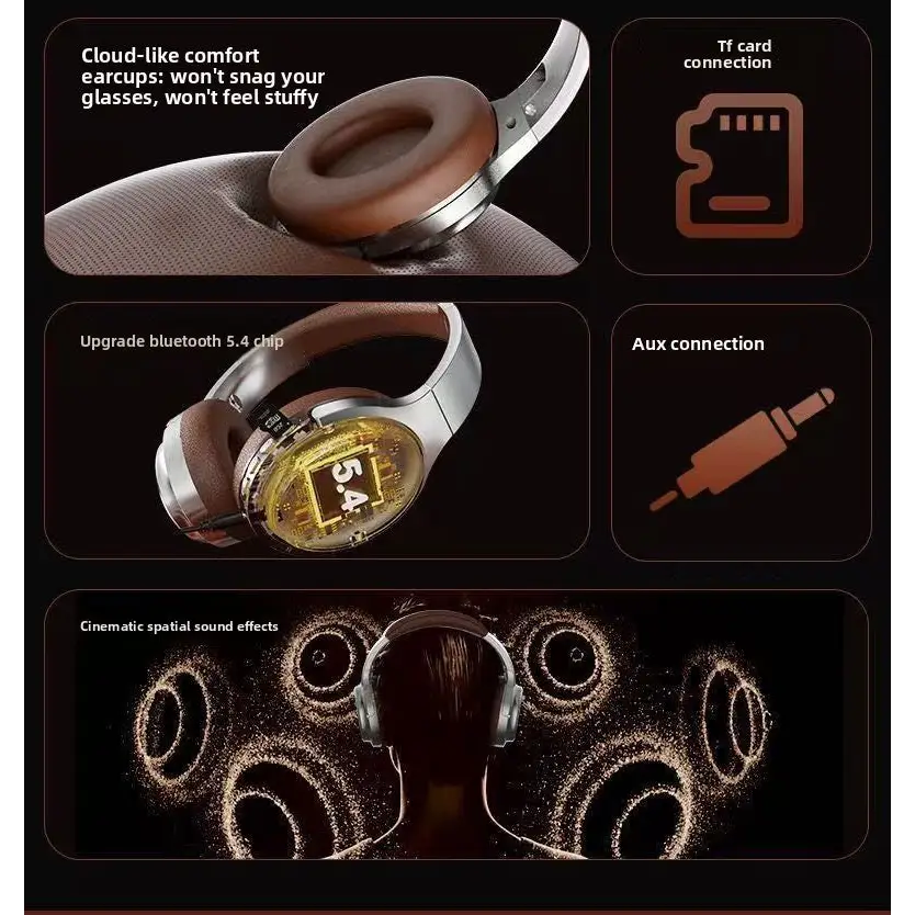 Retro Bluetooth Over-Ear Headphones | Wireless Metal Design Long Battery Life for Sports & Travel - Electronics
