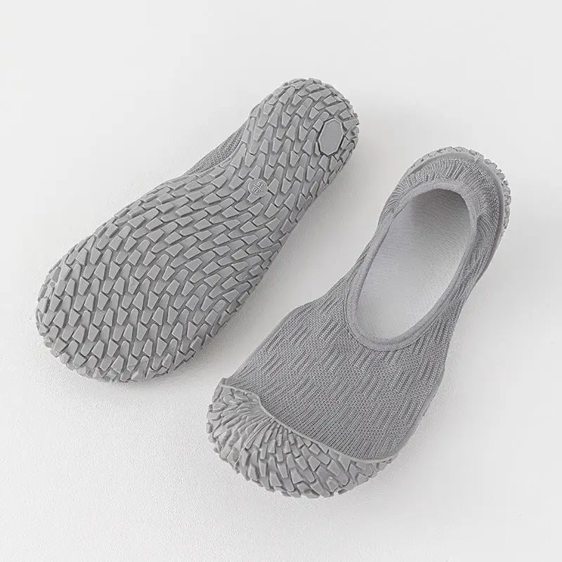 Silent Yoga Indoor Sports Shoes | Non-Slip Soft Sole Fitness Sneakers with Shock Absorption - Elegant gray [Sawtooth