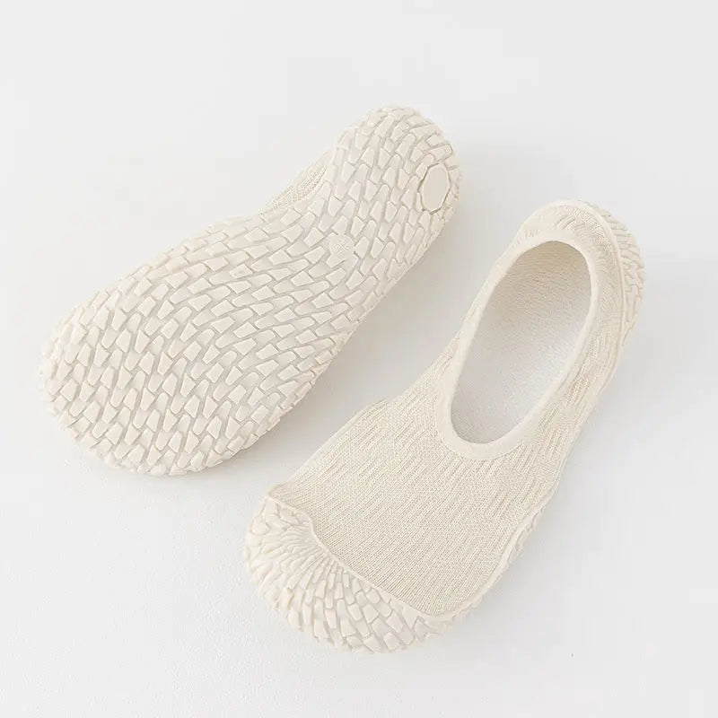 Silent Yoga Indoor Sports Shoes | Non-Slip Soft Sole Fitness Sneakers with Shock Absorption - Glutinous rice color