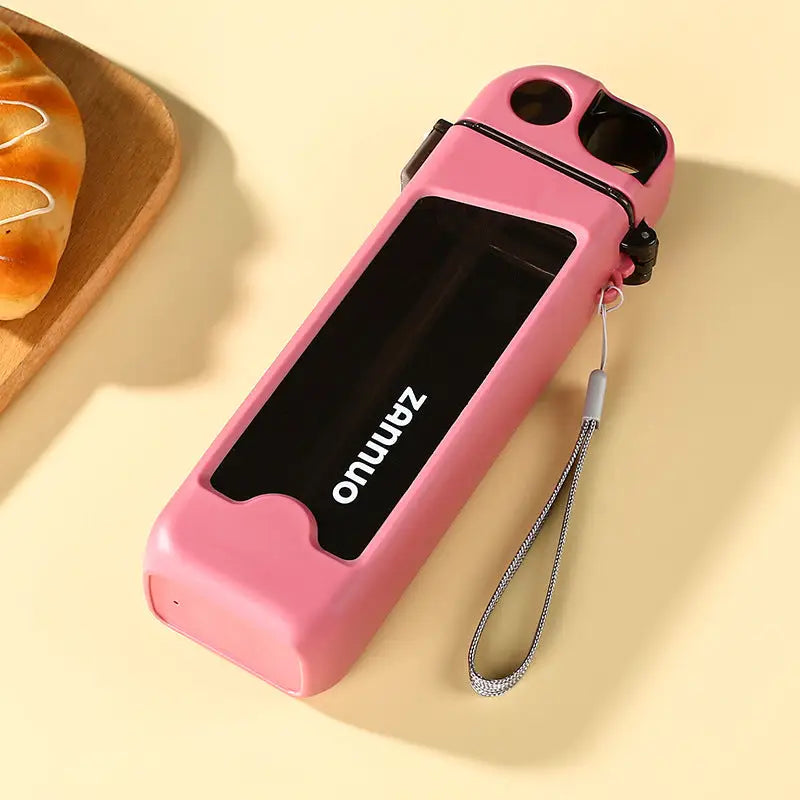 Square Sports Water Cup High-Looking Portable Small Capacity Food Grade High Temperature Resistant Cup - Pink / 350ml
