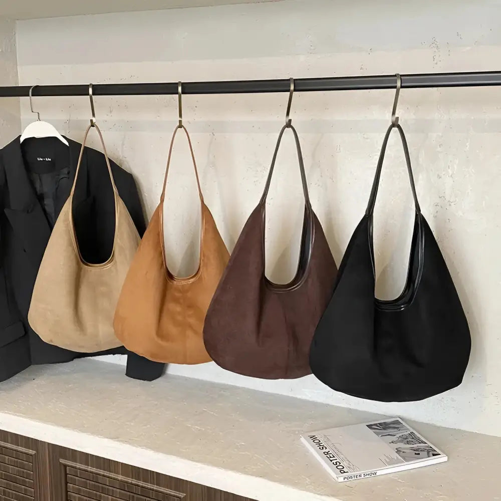 Women’s Suede Shoulder Tote Bag – Magnetic Buckle Commuter Handbag - Fashion / Women’s Bags / Shoulder & Tote Bags