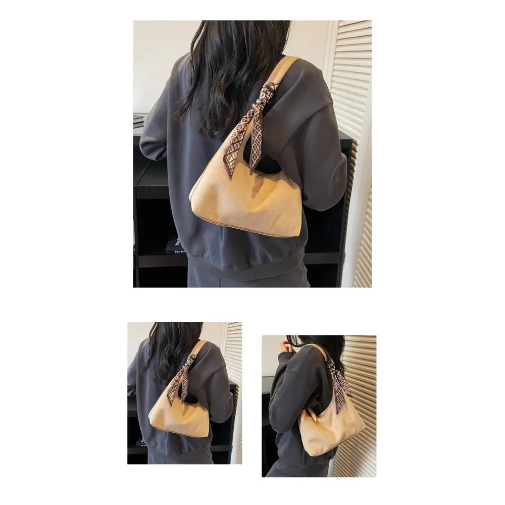 Women’s Velvet Shoulder Bag – Elegant Commuter Style with Zipper - Fashion / Women’s Bags / Shoulder & Tote Bags