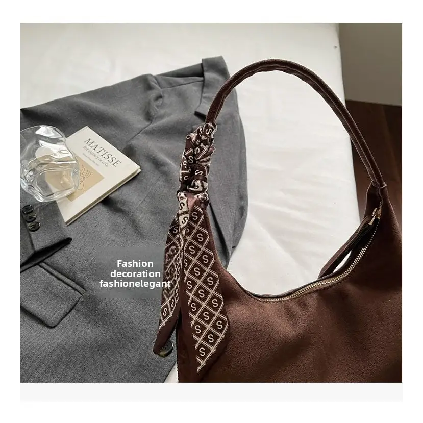 Women’s Velvet Shoulder Bag – Elegant Commuter Style with Zipper - Fashion / Women’s Bags / Shoulder & Tote Bags