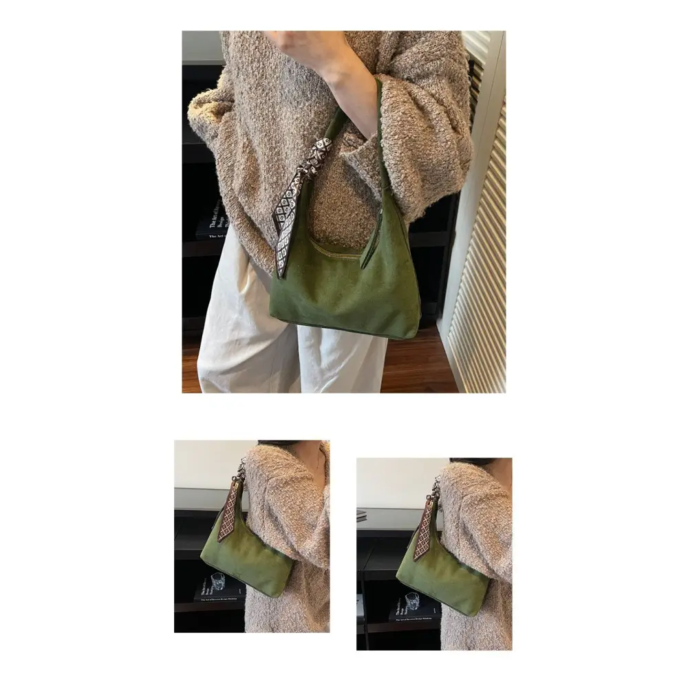 Women’s Velvet Shoulder Bag – Elegant Commuter Style with Zipper - Fashion / Women’s Bags / Shoulder & Tote Bags