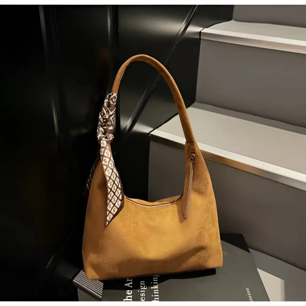 Women’s Velvet Shoulder Bag – Elegant Commuter Style with Zipper - Fashion / Women’s Bags / Shoulder & Tote Bags